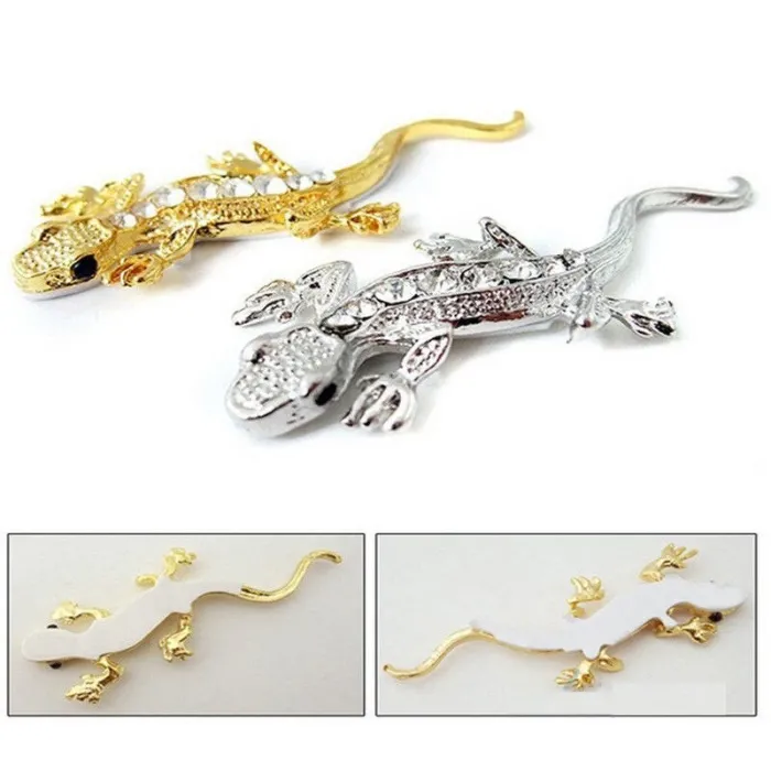 Or 3D - cristal gecko - autocollant en métal